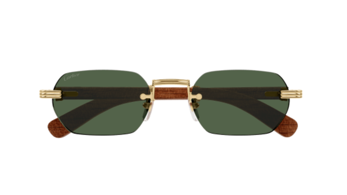 Cartier CT0362S sunglasses Color 002 Mahogany Wood-Gold/Green lenses