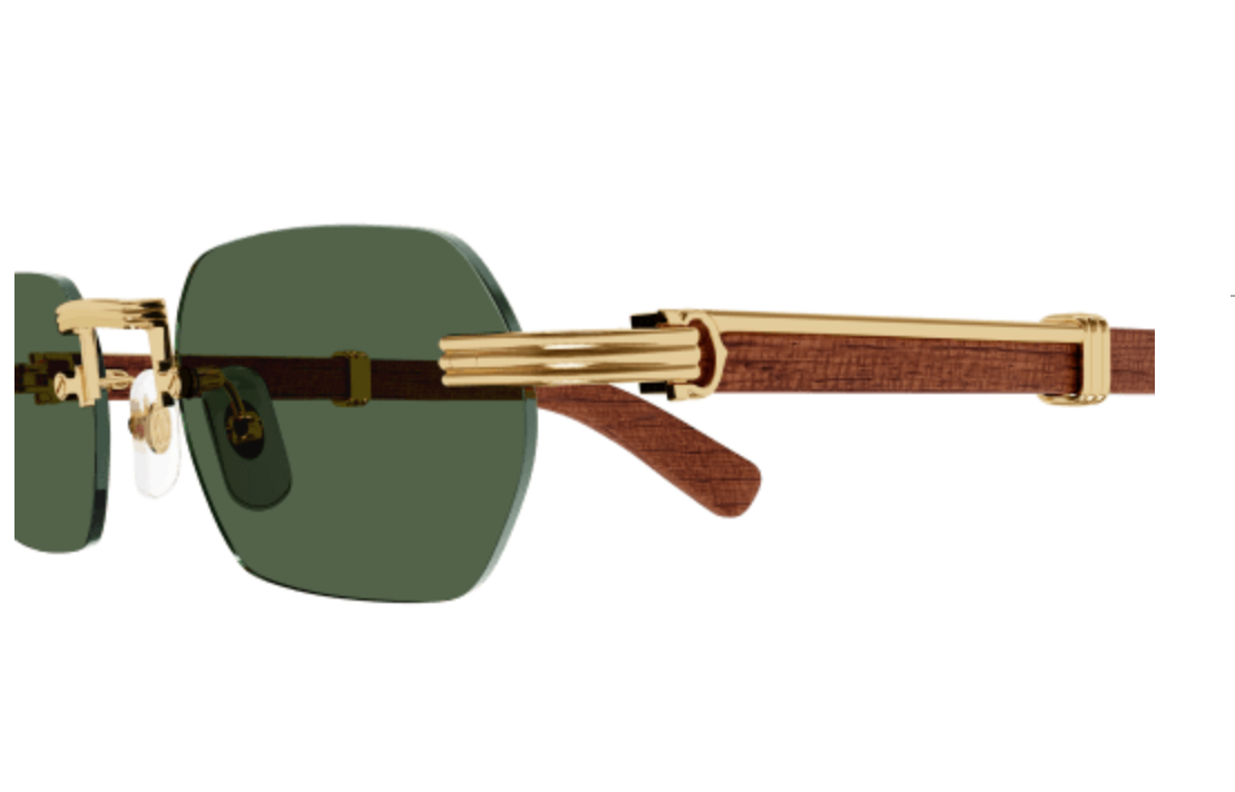 Cartier CT0362S sunglasses Color 002 Mahogany Wood-Gold/Green lenses