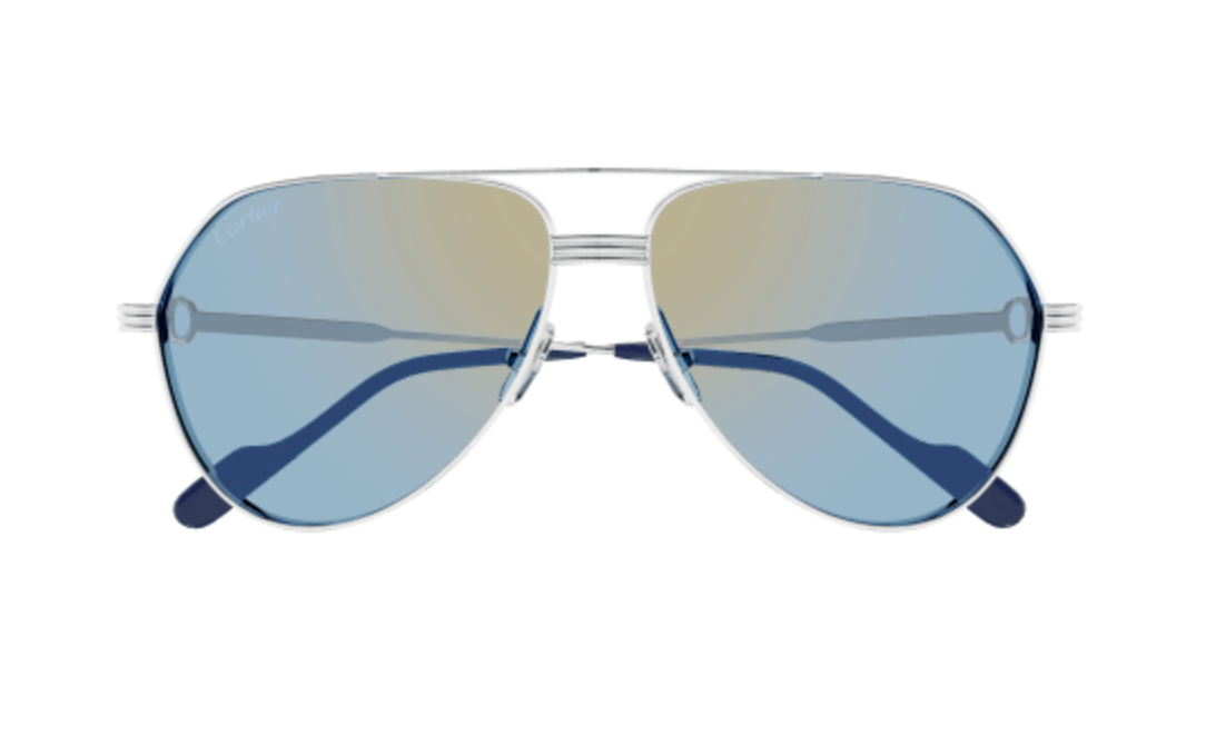 Cartier CT0303S sunglasses Color 003 Silver/Blue lenses