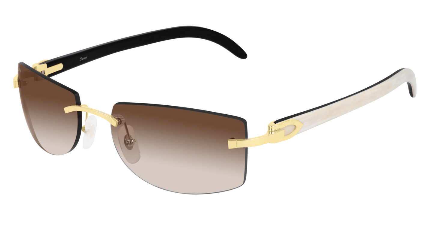 Cartier CT0017RS sunglasses Color 001 White Black Horn-Gold/Brown lenses
