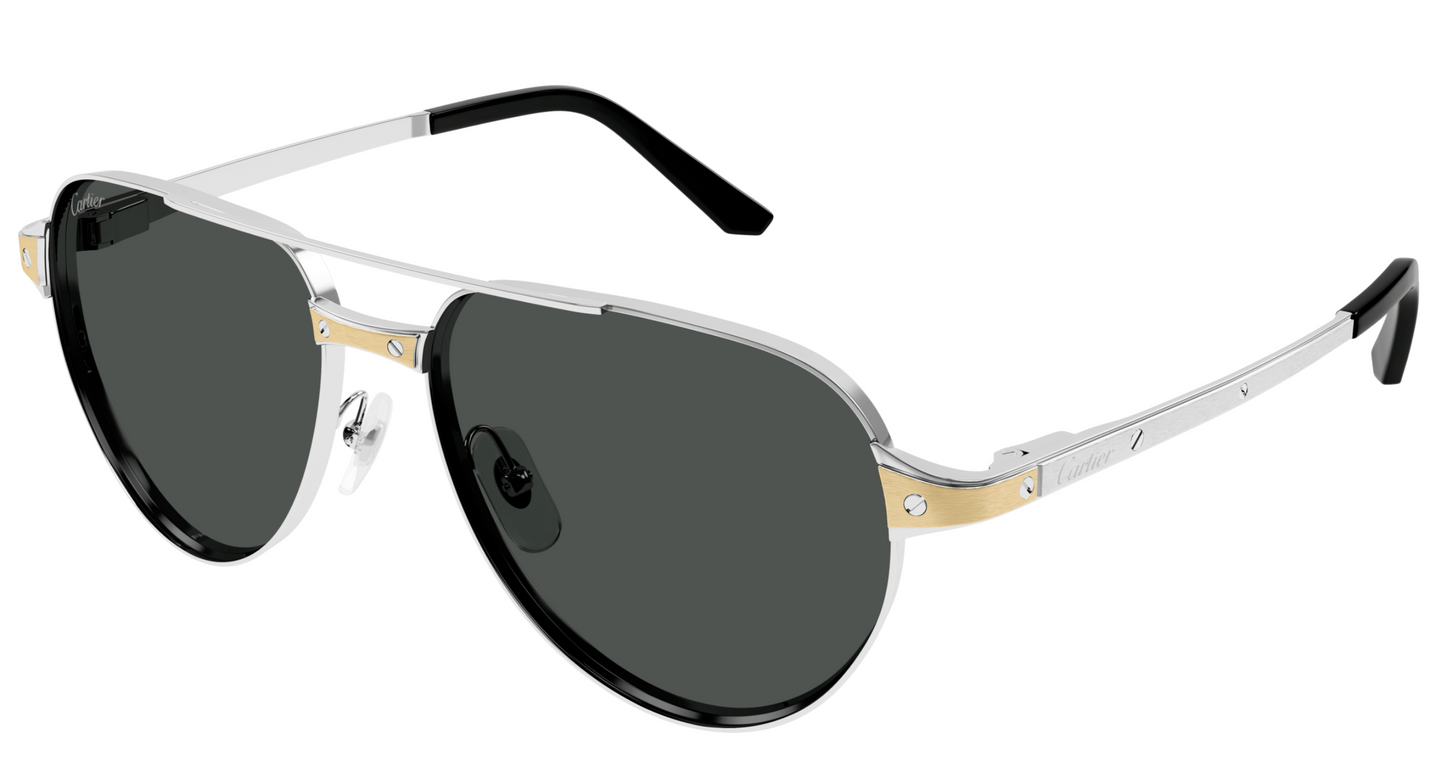 Cartier CT0425S sunglasses Color 001 Silver / Smoke lenses