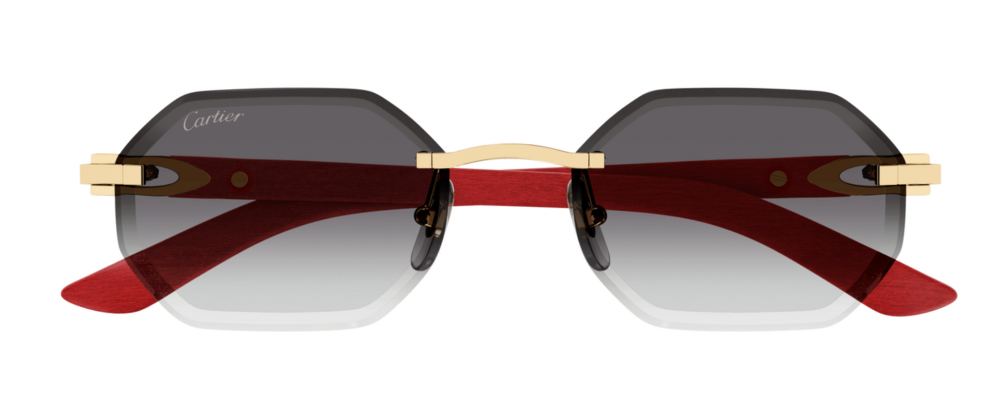 Cartier CT0439S sunglasses Color 003 Gold-Red Wood/Gray gradient lenses
