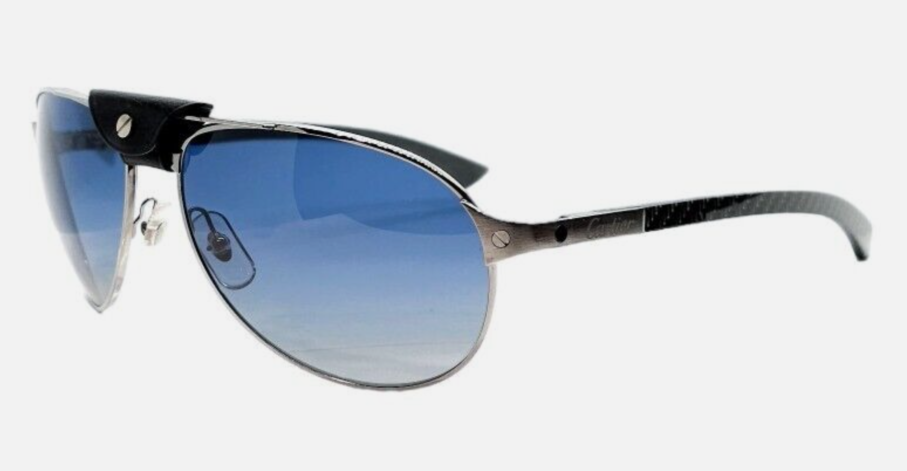 Cartier CT0088S sunglasses Carbon Fiber Wood Color 002 Silver Blue