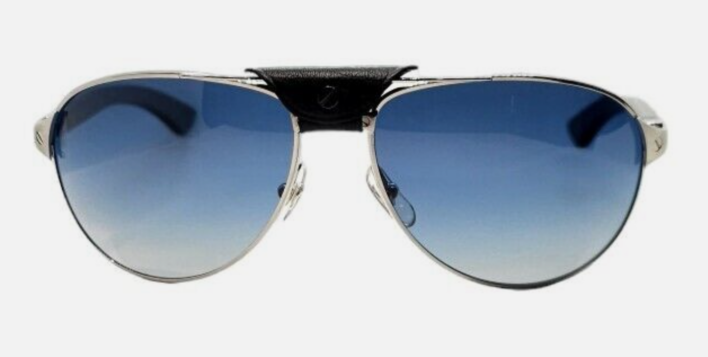 Cartier CT0088S sunglasses Carbon Fiber-Wood Color 002 Silver/Blue Polarized lenses