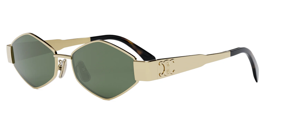 Celine CL40254U sunglasses color 30N Gold w/ Green lenses