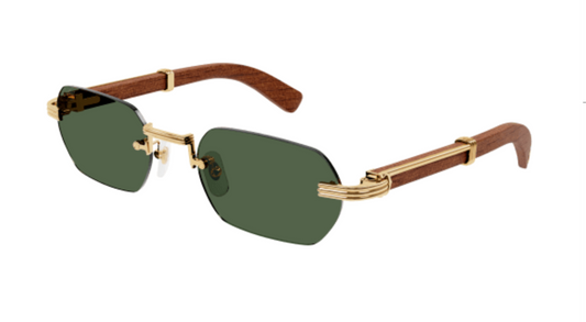 Cartier CT0362S sunglasses Color 002 Mahogany Wood-Gold/Green lenses