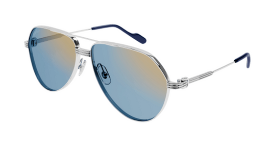 Cartier CT0303S sunglasses Color 003 Silver/Blue lenses