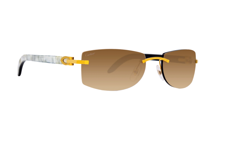 Cartier CT0017RS sunglasses Color 001 White Black Horn-Gold/Brown lenses