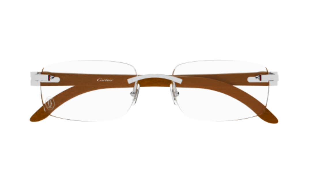 Cartier CT00520O Eyeglasses Color 009 Mohagany wood - Silver