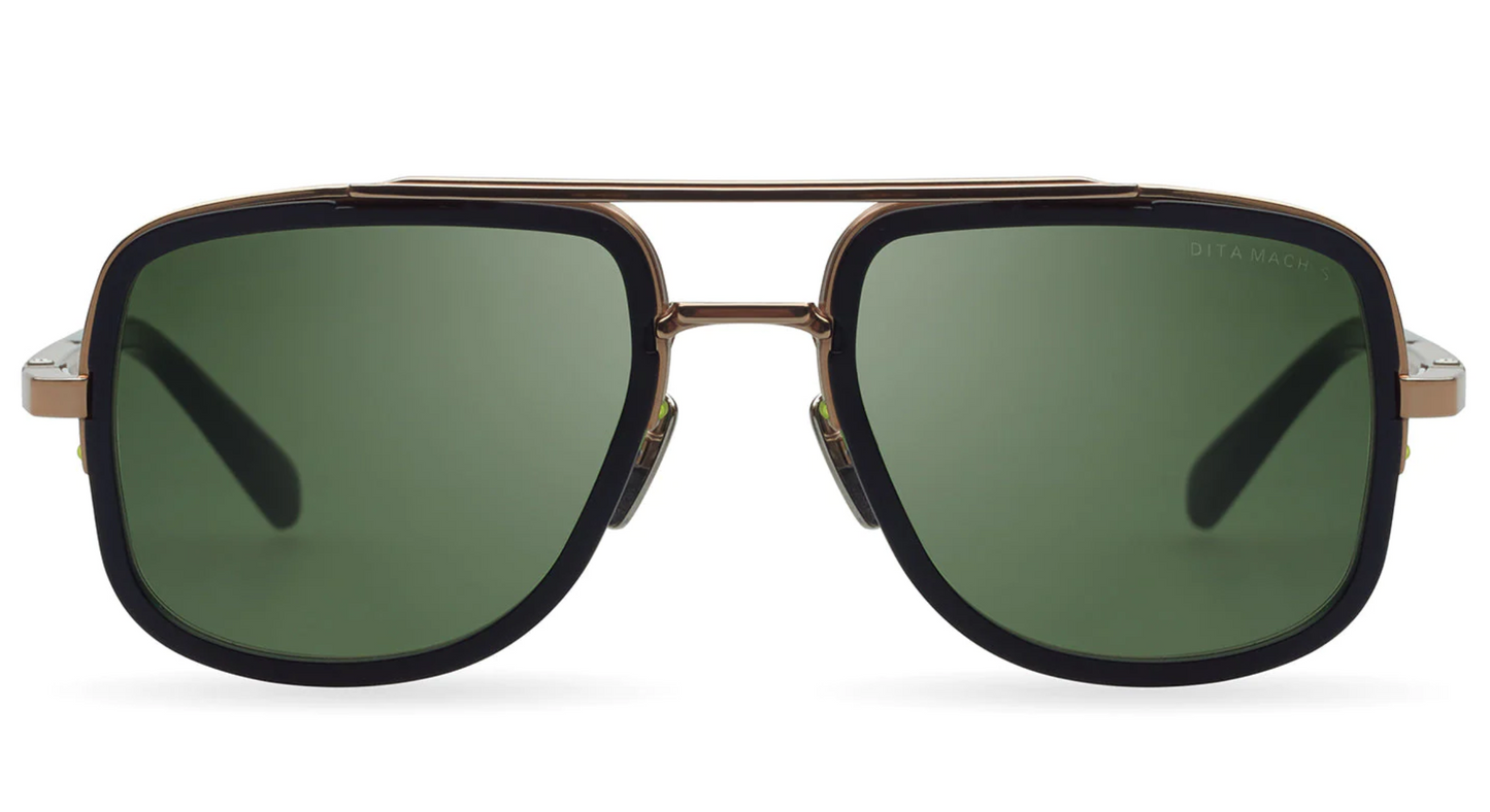 Dita Mach-S sunglasses DTS412-A Matt Black-Rose Gold/Green lenses