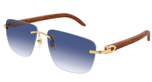 Cartier CT0040RS Sunglasses Color 001 Mohagany Wood-Gold / Blue gradient lenses