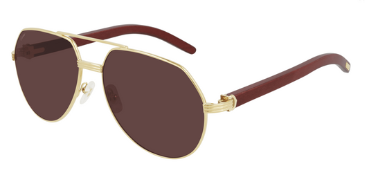 Cartier CT0272S sunglasses Color 004 Burgundy Wood-Gold/Brown lenses