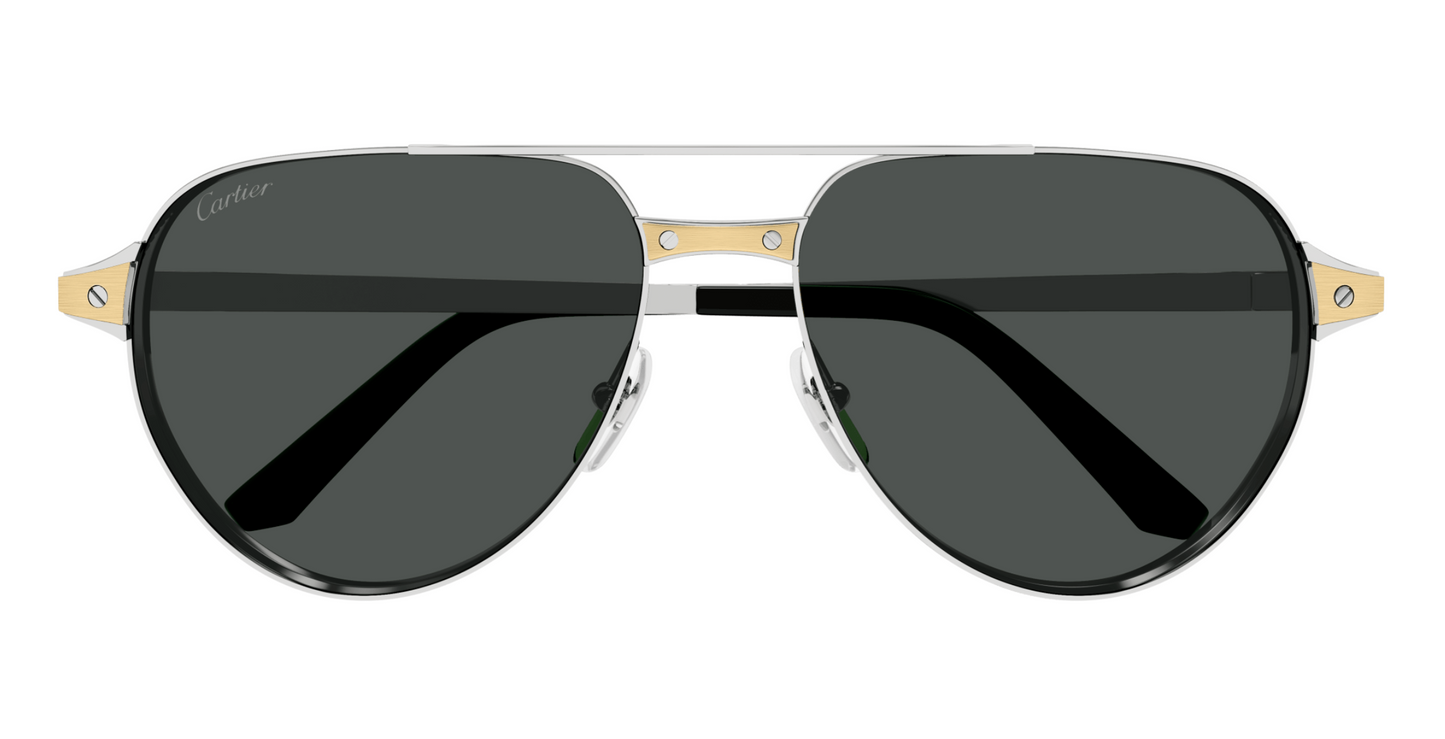 Cartier CT0425S sunglasses Color 001 Silver / Smoke lenses