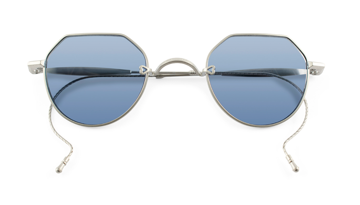 Matsuda M3132 sunglasses MPW Matt Palladium White/Cobalt Blue lenses