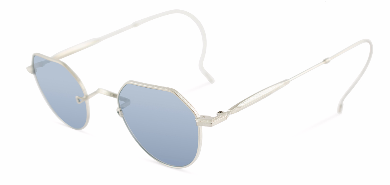 Matsuda M3132 sunglasses MPW Matt Palladium White/Cobalt Blue lenses