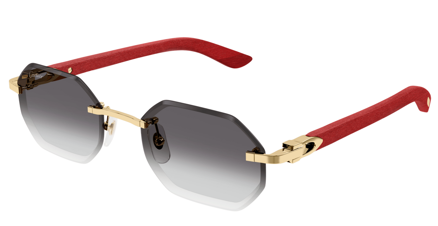 Cartier CT0439S sunglasses Color 003 Gold-Red Wood/Gray gradient lenses